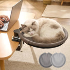 360 Rotating Cat Desk Bed, No-Drill Desk Cat Bed, 40 lb, Fits 2 in Desks | 2 Washable Mesh Pads, Strong Steel Frame for Stability, No-Drill Desk Attachment