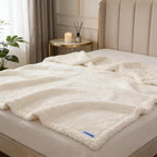 Waterproof Dog Blanket for Large Dogs - Reversible Washable Pet Blanket, Soft Sherpa Fleece Furniture Protector, Cat Throw Bed Couch, Cream,50"x60"