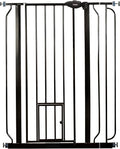 Carlson 36" Extra Tall Walk Through Dog Gate for Doorways & Bottom of Stairs, Metal Pet Gate with Small Pet Door, Expands 29.5”–36.5”, Black