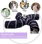 EGETOTA Cat Tunnel for Indoor Cats Large, with Play Ball S-Shape 4 Way Collapsible Interactive Peek Hole Pet Tube Toys, Puppy, Kitty, Kitten, Rabbit (S4 - Black & Pink)