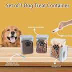 3pack Airtight Dog Treat Jars|48oz POP Dog Cat Food Container|Plastic Dog Cat Treat Container for Kitchen Counter|Puppy Food Bin|Dog Cookie Jar-Keep Food Fresh Crispy-BPA free