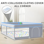 XVISHX Baby Playpen 50 x 50 Inch Play Pen Playards, Playpen for Babies and Toddlers, Baby Playard for Indoor & Outdoor Active Center Game Fence, with Skin-Friendly Fabric and Soft Breathable Mesh Grey