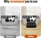 Cat Step for Litter Box, Litter Box Ramp with Filter Function, Black | Cat Litter Box Step for Kitten & Elderly Cats, Washable Double Layer Litter Catcher, Non-Slip Litter Catcher, Easy to Clean