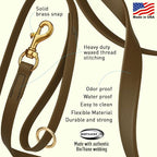 Viper Biothane K9 Working Dog Leash Waterproof Lead for Tracking Training Schutzhund Odor-Proof Long Line with Solid Brass Snap for Puppy Medium and Large Dogs 6ft, Coyote Brown