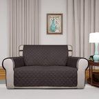 PureFit Reversible Quilted Sofa Cover, Water Resistant Medium Slipcover Furniture Protector, Washable Couch Cover with Non Slip Foam and Elastic Straps for Kids, Pets (Loveseat, Chocolate/Chocolate) | Chocolate/Chocolate, Water Resistant Couch Protecto...