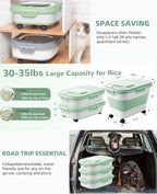 20-23Lbs Dog Food Storage Container Airtight,Collapsible Dog Food Container | Pet Food Storage with Double Airtight Seal & Magnetic Lid,Cat Food Container with Wheels for Easy Moving,Small Jar,Scoop