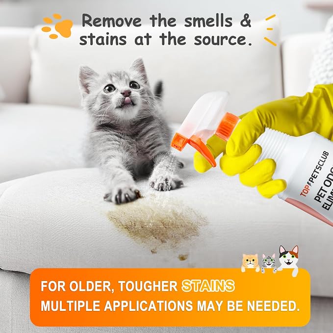 Pet Odor Eliminator for Home and Strong Smells, Plant Based Formula Dog & Cat Urine Odor Eliminator Spray, Pet Stain and Odor Remover for Carpet - 32 OZ Odorless