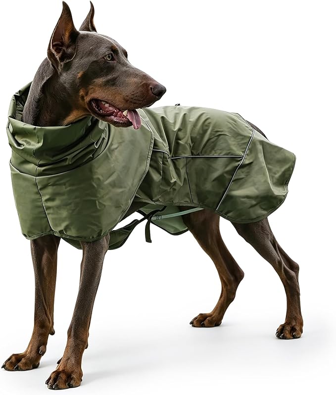 Skmeditec Dog Raincoat with Hood, Waterproof Puppy Rain Coat, Windproof Breathable Jacket with Mesh Lining, Outdoor Hiking Shell Coat for Small Medium Large Sized Dogs (Green, 4XL)