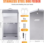 Automatic Dog Feeder Large Breed Outdoor, Stainless Steel Material | 25 Lbs Dog Dry Food Dispenser with Clear Flap Door, Gravity Pet Feeder Feeding Station, Sturdy and Durable, Wall Mountable