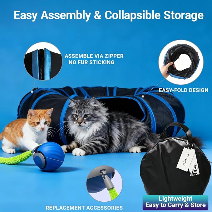 Automatic Cat Toy, Motion Activated Interactive Cat Toy Ball with Cat Tunnel, Hide and Seek Puzzle Game for Indoor Cats Kittens, Interactive Cat Toy to Relieve Boredom