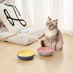 Selamica Ceramic Cat Bowls, 5.6 Inch Wide Shallow Cat Food Bowl/Dishes for Food and Water, Whisker Friendly, Set of 6, Assorted Colors