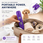 Pet Nail Grinder for Dogs and Cats, 2-Speed Electric Dog Nail Trimmer, Extral Steel Pet Nail Clipper, Rechargeable 2000mAh Nail Grinder for Small Medium Large Dogs with 2 LED Lights, Purple