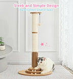 Made4Pets Tall Cat Scratching Post for Indoor Cats with Self Groomer, 33.6" | Tall Natural Sisal Scratching Post, Cat Scratcher with Stable Base and Interactive Ball Track for Adult and Large Indoor Cats