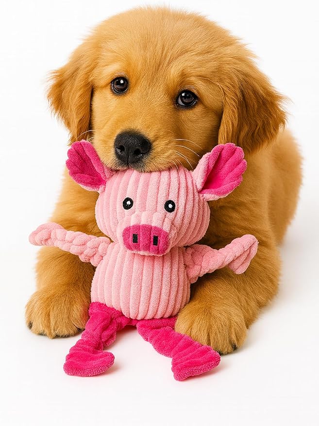 Jalousie Plush Toys Assortment Value Bundle Puppy Pet Mutt Squeak Toy for Medium Large Dogs (5 Pack Knotted)