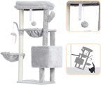 Heybly Cat Tree, 40" Tower with All-Sisal Wrapped Scratching Post HCT006SW | Cat Tower for Indoor Cats, Cat Condo with Soft Platform, 2 Baskets and Dangling Toy, Light Gray