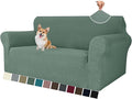 MAXIJIN Loveseat Cover Sofa Covers (55"-69"), 1-Piece Stretch Couch Covers for 2 Cushion Couch Love Seat Slipcover with Elastic Bottom for Kids,Dog (Loveseat, Diamond Pattern Pea Green)