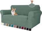 MAXIJIN Loveseat Cover Sofa Covers (55"-69"), 1-Piece Stretch Couch Covers for 2 Cushion Couch Love Seat Slipcover with Elastic Bottom for Kids,Dog (Loveseat, Diamond Pattern Pea Green)