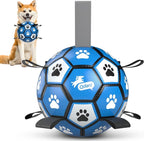QDAN Dog Balls Toys, Soccer Ball with Straps, Herding Ball Toy, Puppy Toy | 6 Inch Puppy Water Pool Toy, Durable Balls for Dogs for 20-40 lbs Dog, Outdoor Herding Balls for Small Medium Dogs, Blue