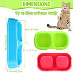 Hsei 12 Pcs Plastic Double Cat Dog Food Water Bowl,9.44 x 5.12 x 2.16 Inch | 12 Pack Bulk Set, PP Plastic, Raised Design, Dishwasher Safe, for Kennel Cattery Small Medium Pet Supplies, 3 Assorted Colors