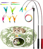 Cat Tunnel Bed with Interactive Cat Toys - Cat Tunnels for Indoor Cats | Donut Tunnel with Hideaway & Cushion, and Interactive Toys for Kitten, A Peekaboo Cave That'S Perfect for Indoor Pets to Play