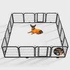 Dog Playpen Indoor 24 Inch 16 Panels Pet Pen with Door & Stakes Portable Exercise Puppy Playpens Metal Dogs Fence Outdoor for Yard RV Camping Training Trips Small Dogs Foldable Expandable