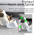 SuperDesign Mess Free 15° Slanted Bowl for Dogs and Cats, Tilted Angle Bulldog Bowl Dog Feeder, Non-Skid & Non-Spill, Easier to Reach Food S/0.5 Cup Marble Pattern