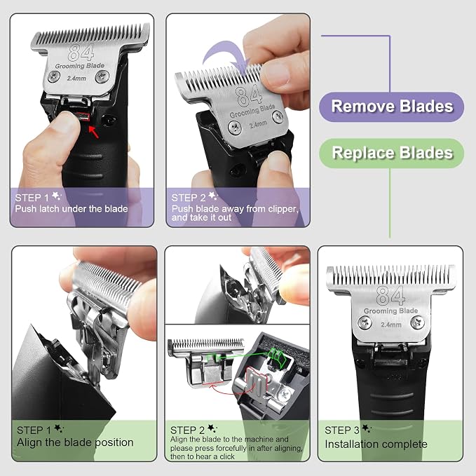 T84# Dog Grooming Blades,Compatible with Andis/Oster A5 Dog Clippers | Compatible with Wahl KM10 dog clipper,Cut Length 3/32"(2.4mm)