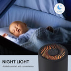 Air Purifiers for Bedroom, FULMINARE H13 True HEPA Filter（Black） | Remove Pet Hair, Smoke, Odors，Quiet Air Cleaner With Night Light, Portable Small Air Purifier for Home, Office, Living Room