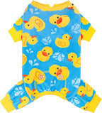 KYEESE Dog Pajamas Velvet Pet Costume Doggie Jammies Soft Dogs Clothes Comfy Pets Onesie Pets Pjs Blue Floating Duck Puppy Onesie Stretchy Pet Coat Dog Pajamas Small Sized Dogs, Large