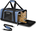 Petskd Small Pet Carrier 17" L x 11" W x 9.5" H Airline Approved, Blue | for Alaska Airlines, Lockable Safety Zippers and Anti-Scratch Mesh, Pets Under 10 lbs