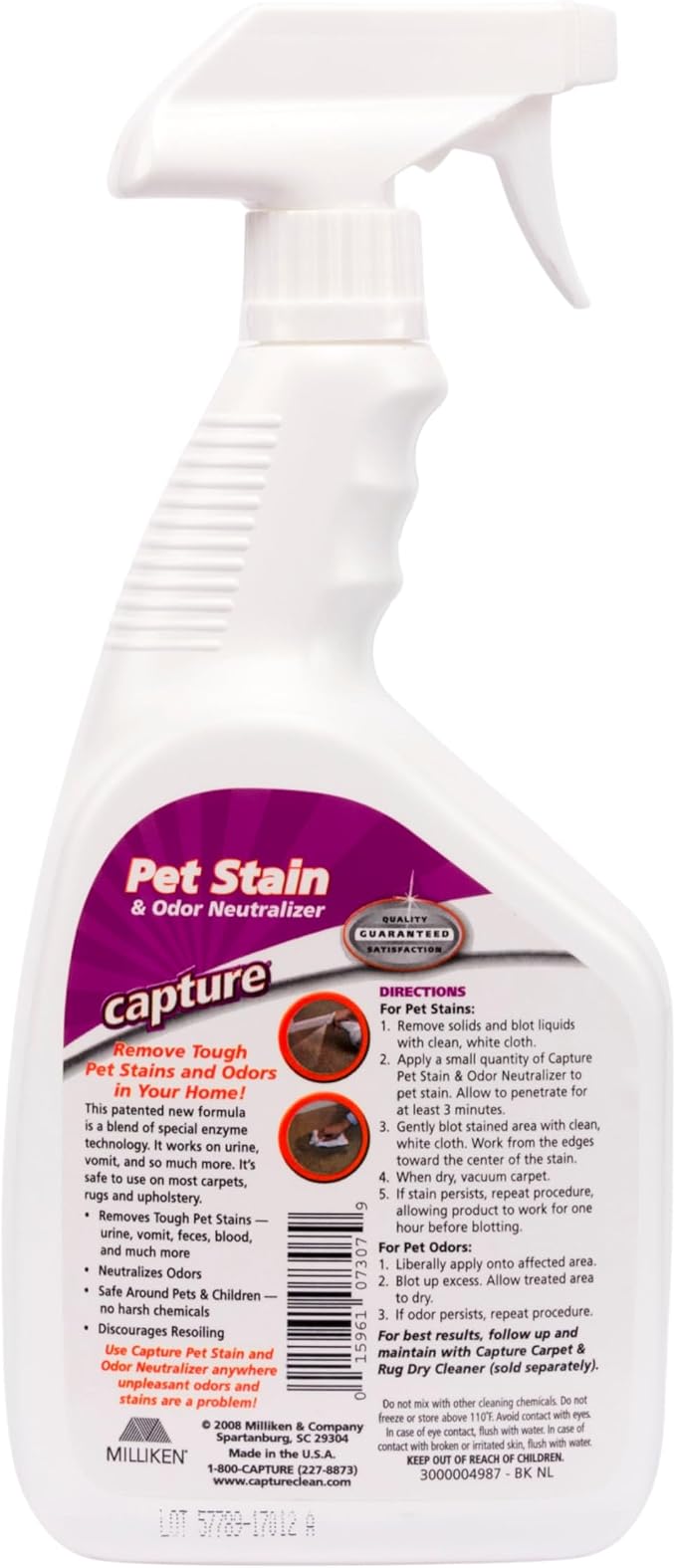 Capture Pet Stain & Odor Remover - Enzyme Pet Odor Eliminator - 32oz Spray | Carpet Stain Remover for Cats & Dog Pee Smell, Cat Urine Destroyer, Carpet Cleaner Spray