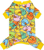 KYEESE Dog Pajamas Colorful Duck Printing Dog Onesie Comfy Dogs Clothes Velvet Pet Coat Soft Puppy Pjs Stretchy Pets Costumes Velvet Pets Jammies Comfy Puppy Pajamas, X-Small