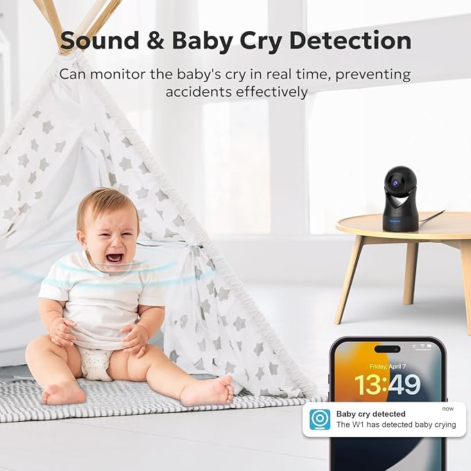 owltron Indoor Camera 2K, 360 Cameras for Home Security with Motion Detection, Baby Monitor with Phone App, 2.4G WiFi Pet Cam with Night Vision & 2-Way Audio