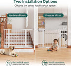 InnoTruth 29.6-44.6 in Wide Baby Gate for Stairs and Doorways, White | Indoor Metal Dog Gate for Pets, Auto Close 2 Way Swing Walk Through Door, Double Lock & Y-Bolts, Pressure or Hardware Mount
