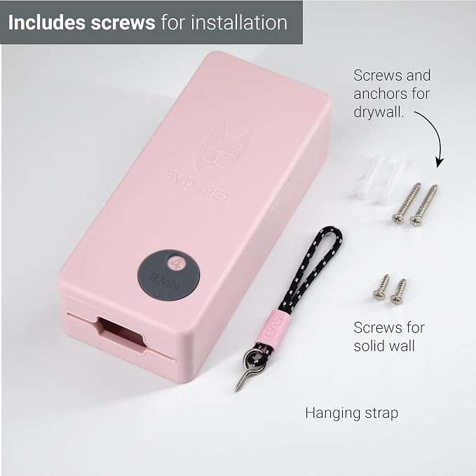 SVD.PET Dog Poop Bag Dispenser (Pink, Dispenser only) | Outdoor or Indoor Pet Waste Bag Dispenser Station, Wall Mount or Hanging with Strap, Easy to Refill Magnetic Cover