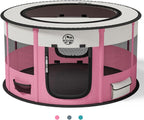 Dog Playpen for Puppies and Cats: Foldable Pet Pen with Dual Doors | Two Zippered Doors, 360° Mesh Windows, Removable Breathable Top, Spacious Interior