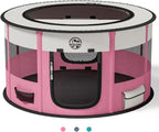 Dog Playpen for Puppies and Cats: Foldable Pet Pen with Dual Doors | Two Zippered Doors, 360° Mesh Windows, Removable Breathable Top, Spacious Interior