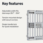 Amazon Basics Adjustable Wide 28.7–39.4", Dog Gates, Ideal for Small to Medium Breeds, and Senior Dogs, Dog Gates for Doorways and Stairs