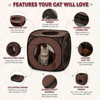 Pop Up Cat Tent Cube 24x22x20” – Indoor/Outdoor Cat Play Tent with Mesh Sides & 14” Entry – Connects to Cat Tunnel – Foldable Cat House + Bonus Snarky Cat™ Digital Sticker & GIF Pack