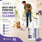 Enzymatic Cleaner Multi-Purpose Enzyme Cleaner for Dog Urine and Poop Carpet | Cat Pee Odor eliminator Pet Urine Enzyme Drain Cleaner | Floors, Carpets, Laundry, Bathrooms, Trash Can Deodorizer, 128oz
