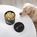 OUTNILI Large Dog Treat Container Airtight - 6.6" Tall X 6" Round Black Dog Treat Jar for Kitchen Counter - Rustic Treat Storage Canister for Dogs, Cats, Small Animals
