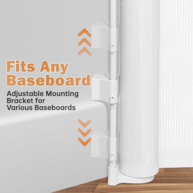 160" Retractable Baby Gates Dog Gate Extra Wide, 42" Tall Child Pet Safety Gate with Reinforced Strips for Stairs, Long Mesh Garage Gates Fence for Outdoor Indoor Large Openings Driveway Decks Patio