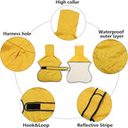 Greyhound Whippet Raincoat Waterproof with Reflective Stripe high Neck fit for Italian Greyhounds Whippets Long Back Breeds - Yellow - XXL