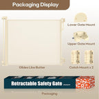 SPACEANY Retractable Safety Baby Gate or Mesh Dog Gate,Durable Portable Mesh Retractable Gate,Easy to Use for Stairs, Doorways, Hallways, Indoor, Outdoor, 33.5" Tall, Up to 55" Wide, Cream