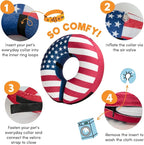 BENCMATE Inflatable Dog Cone Collar Alternative, Soft Dog Cone for Small Medium Large Dogs and Cats, Neck Recovery ECollar Donut Collar After Surgery (Large, Flag)