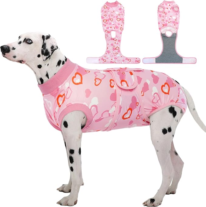 Kuoser Dog Surgery Recovery Suit, Valentine's Day Doggie Surgical Shirt for Female Male Dogs, Pet Onesies for Small Medium LargeDogs