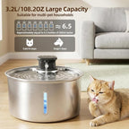 Jzlapro Wireless Cat Water Fountain,108oz Stainless Steel,Battery Operated | 3 Pack Filters | Cordless & Rechargeable | Motion Sensor | BPA-Free | DishwasherSafe | 20dB Ultra-Quiet | 3.2L capacity