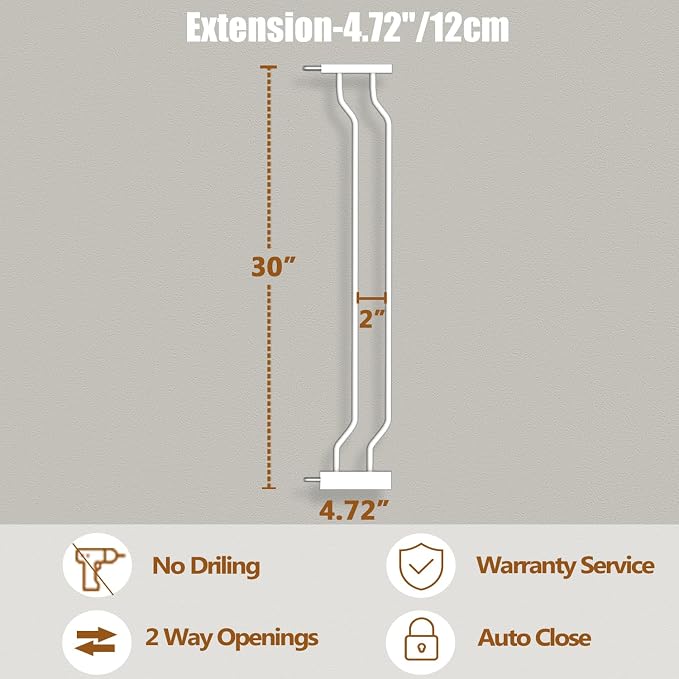 Fairy Baby 4.72in Extensions for Walk Through Baby Gate Auto Close White | Child Safety Gates Extends Wide Openings White