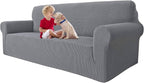 MAXIJIN Super Stretch Couch Cover for 3 Cushion Couch, 1-Piece Universal Sofa Covers Living Room Jacquard Spandex Furniture Protector Dogs Pet Friendly Fitted (Extra Large, Light Gray)
