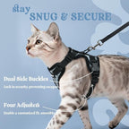 rabbitgoo Cat Harness and Leash Set, Escape Proof Vest, Doodle Gray | Soft Breathable Mesh, Easy Adjustable Fit, Snap Buckles, Sturdy Clip, Reflective Strips, for Average Cats Walks, S